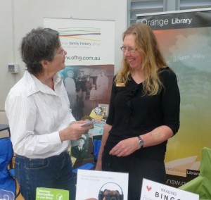 Lynne and Trudi promote the Library and the Family History Group at the Experience Orange Expo