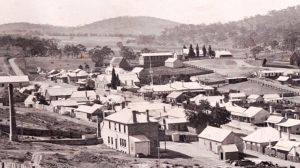 Downtown Lucknow circa 1908. The Wentworth Mine office is in the foreground, Henry Newman's house, Mamhead, and store mid-field and the school and Wesleyan and Catholic churches are on the further hill. The road to Orange is on the left. Photo courtesy Phil Orton and Orange City Council.